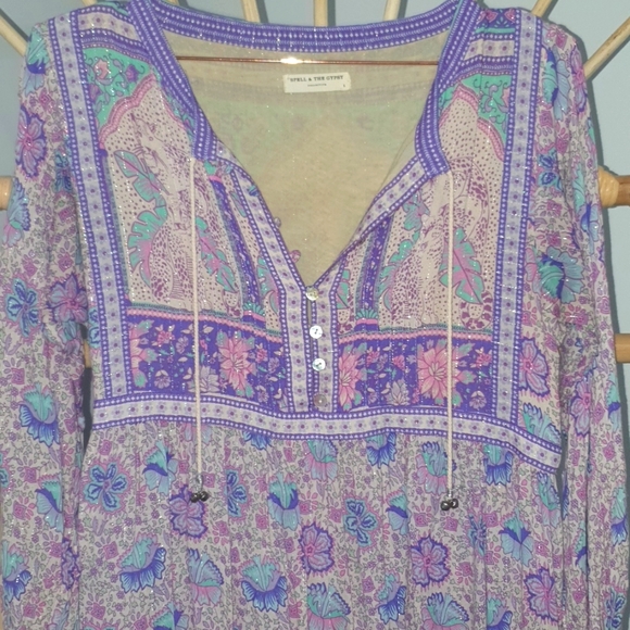 Spell Poinciana Boho Midi Dress Small Lilac - Picture 12 of 16